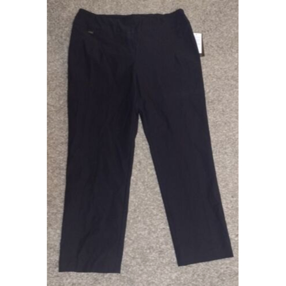 Lisette Womens Dress Pants 16 Black Rayon Stretch Flat Front Straight Leg EE